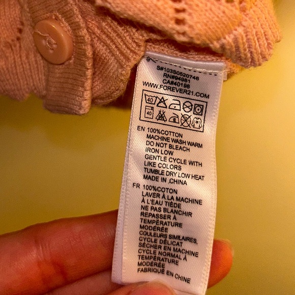 FOREVER 21 Short Balloon-Sleeve Peach Pink Cotton button down | Women’s Size M - Picture 5 of 5